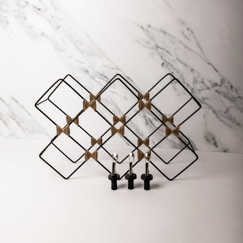 Barcraft 8Bottle Metal Wine Rack And Bottle Stopper/Opener Set